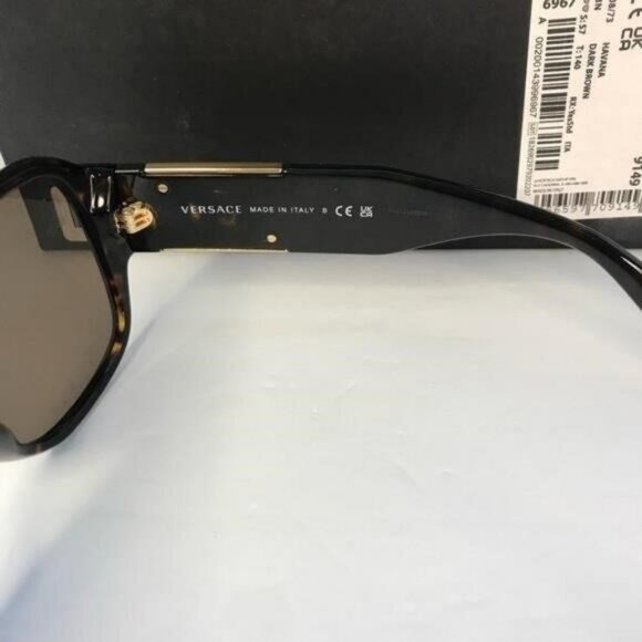 💯 - New Authentic Versace VE4436U Havana Dark Brown Sunglasses - Picture 6 of 12
